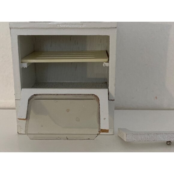 Doll House Miniature White Silver Wood Kitchen Oven Sink Refrigerator 3Pc VTG - Picture 6 of 16